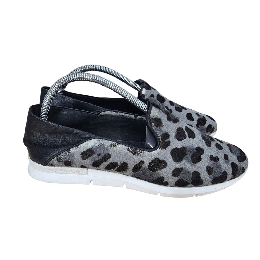 Cole Haan Grand.OS Sneakers Womens 10 Gray Leopard Calf Hair Comfort Flats